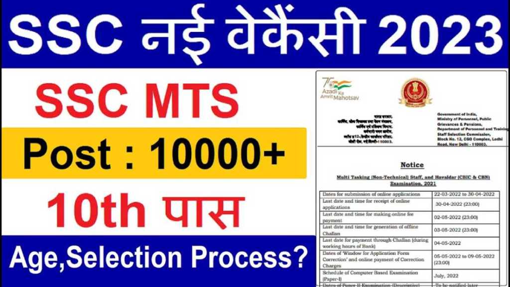 SSC MTS JOB APPLY 2023: Government job recruitment for 11404 posts in SSC